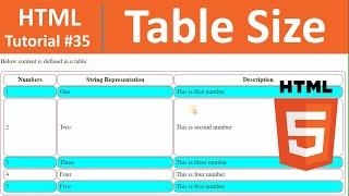 HTML Tutorial #35 - Table Size in HTML using width and height
