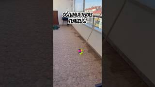 Oğlumla birlikte terasımızı tertemiz yapıyoruz. 🫧  #temizlik #anneçocuk #cleaning #eğlence #reklam