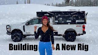 Snowstorm Camping in a Parking Lot - Ford F350 Truck Camping