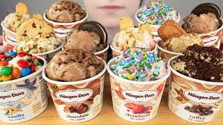 ASMR HAAGEN-DAZS ICE CREAM CUPS MUKBANG *CHOCOLATE OREO, M&M CANDY, STRAWBERRY RAINBOW SPRINKLE 먹방