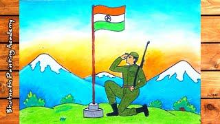 independence day drawing indian army