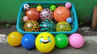 Mencari Bola Semangka, Bola Basket, Bola Sepak, Bola Karakter, Bola Besar dan Bola Kecil Warna Warni