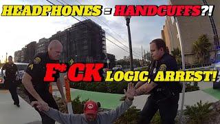  HEADPHONES = HANDCUFFS?! Cops Cross The Line | First Amendment Audit