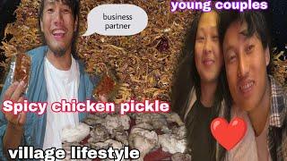 Village Mom Small Business Making Spicy Chicken Pickle At Home  Naga Style Recipe || naga couple 