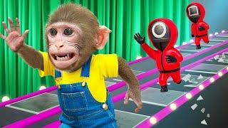 KiKi Monkey play Red Light Green Light in Squid Game & Chase Adventure with guard | KUDO ANIMAL KIKI