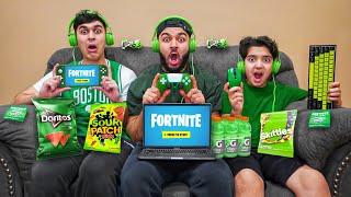 Last To Stop Playing Fortnite With GREEN GAMING SETUP Wins V-Bucks!