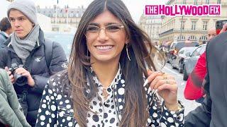 Mia Khalifa Risks Wardrobe Malfunction With An Unbuttoned Shirt During Fashion Week In Paris, France