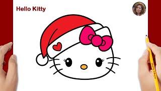 Cómo dibujar Hello Kitty de Navidad | Dibujos de Navidad para dibujar