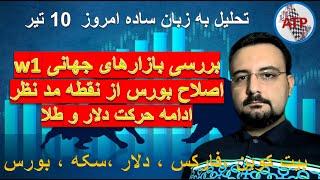 تحلیل به زبان ساده : بیت کوین ، فارکس ، دلار ،بورس تهران ، بورس جهانی ، سکه ، طلا 18 امروز 10 تیر