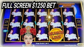 Omg! Biggest Full Screen with Rabbits at High Bet $1250 in Dragon Link Slot