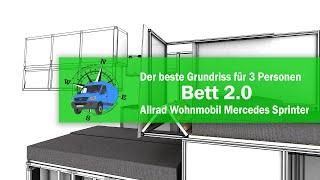 Bester Wohnmobil Grundriss für Familien. : Sprinter Ausbau mit 3 Schlafplätzen 2.0