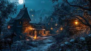 Fantasy Medieval Winter Ambience | Blizzard, Crackling Fire, Wind & Snow for Sleeping & Relaxing