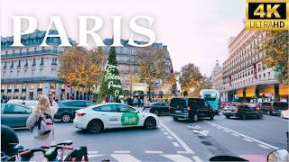 Paris , France  - Christmas Lights Tour 2024 - Paris Christmas Walking Tour | 4K | A Walk In Paris