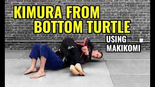 Kimura Attack from Bottom Turtle: Makikomi & Finish Kimura on Top (No Gi BJJ Jiu-Jitsu)