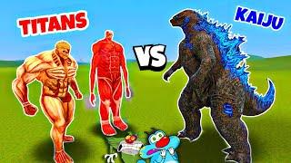 COLOSSAL TITANS VS GODZILLA KAIJU FIGHT IN GARRY'S MOD WITH OGGY AND JACK