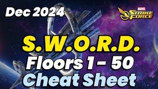 S.W.O.R.D. FLOORS 1-50 CHEAT SHEET! WINTER'S PEAK | DEC 2024 | MARVEL Strike Force - MSF