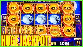 OMG RARE RETRIGGER Finally Pays HUGE JACKPOT on Million Dollar Dragon Link Autumn Moon Slot