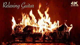  Relaxing Guitar Music Fireplace  Cozy Acoustic Instrumental Fireplace Ambience ~ 12 Hours