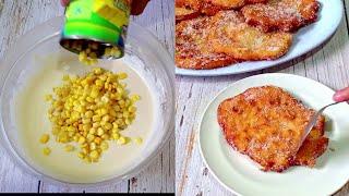 Just 1 cup Flour and 1 can of Sweet Corn! You can make a delicious and easy snack!