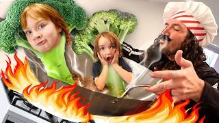 COOK THE KiDS with CHEF DAD!!  Crazy Restaurant Customer orders from Pink Monkey Buddy & Granny Mom