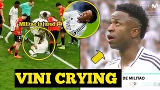 Vinicius Jr spotted CRYING after Eder Militao's ACL injury