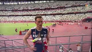 Karsten Warholm epic 400m hurdle post race interview