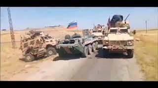 #Road_wars: #US JLTV try to ambush #Russian Military Vehicles in a very unsafe manner in #Syria.