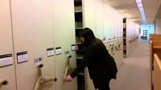 Opening compact shelving at Krueger Library