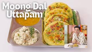 Moong Dal Ka Uttapam | Moonglet | Coconut Chutney | मूंग की दाल से बने उत्तपम | Kunal Kapur Recipe