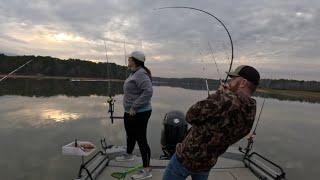 Fishing on West Point Lake #catfish #striper #cutbait anchored up! #CaptainKenFishing