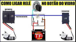 Esquema de ligação para instalar um relé no botão do vidro elétrico