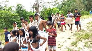 Crianças e adolescentes do povo marubo do alto curuçá, Aldeia Maronal, TI Vale do Javari.