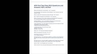 ADX Oral Test Prep 2023 Questions and Answers 100% Verified