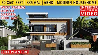 50'x60' FEET HOUSE PLAN | 6BHK BUNGALOW  | 335 GAJ | 3000sqft HOUSE PLAN | WEST FACING DUPLEX DESIGN