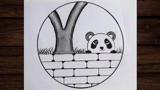 Easy circle scenery drawing /Easy drawing ideas for beginners/ How to draw pencil sketch drawing