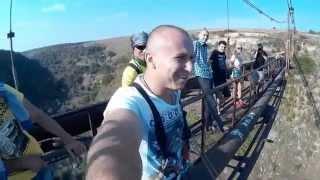 Rope Jumping Moldova from bridge in Rezina