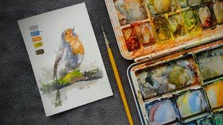 What's the Secret? Bird Watercolor Painting with Limited Colors See My Easy Technique!