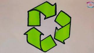 #recyclingsymbol/How to draw a recycling symbol ICON step by step for beginners