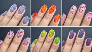 10 Water marble nailart tutorial || Easy watermarble nails at Home || Easynailart