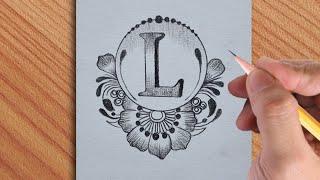Amazing L letter tattoo drawing with pencil || simple drawing || #skartstudio