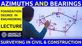 Azimuths and Bearings Traverse Surveying: A Complete Solved Land Problem in Civil & Construction