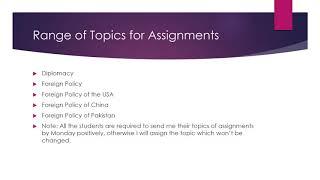 Diplomacy Topics of Assignments