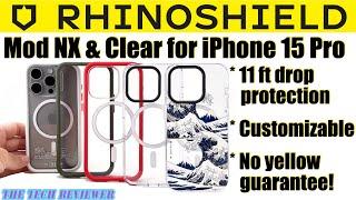 RHINOSHIELD Clear & Mod NX iPhone 15 Pro: 11 ft Drop Protection * Powerful MagSafe * No Yellowing!