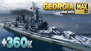 Battleship Georgia: +360k on map Islands of Ice - World of Warships