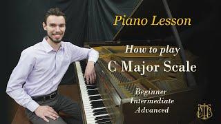 Three levels of piano scales exercise - beginner, intermediate and advanced levels