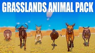 Grasslands Animal Pack Speed Races in Planet Zoo NEW DLC included Armadillo, Wallaby, Emu, Wolf