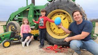 Using tractors on the farm to crush everything | Tractors for kids