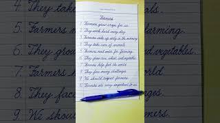 Cursive Writing Practice | 10 Lines Essay on Farmers | English Writing |Cursive Handwriting Practice