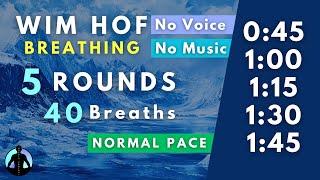 WIM HOF Guided Breathing | 40 Breaths 5 Rounds Normal Pace | To 1:45min No Voice No Music