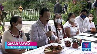 Omar Fayad se reúne con mujeres otomíes ganadoras de concurso gastronómico | Yuriria Sierra